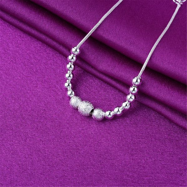 Silver-Plated Frosted Graduated Bead Anklet Cheap