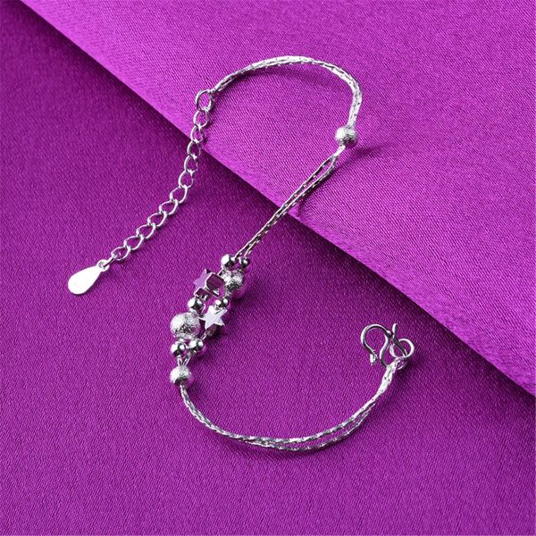 Silver-Plated Star & Bead Anklet Fashion