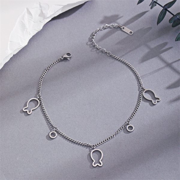 Silver-Plated Openwork Fish Station Anklet Supply