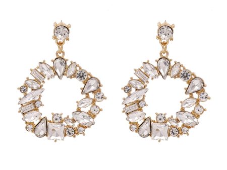 White Cubic Zirconia & 18K Gold-Plated Round Drop Earrings Cheap