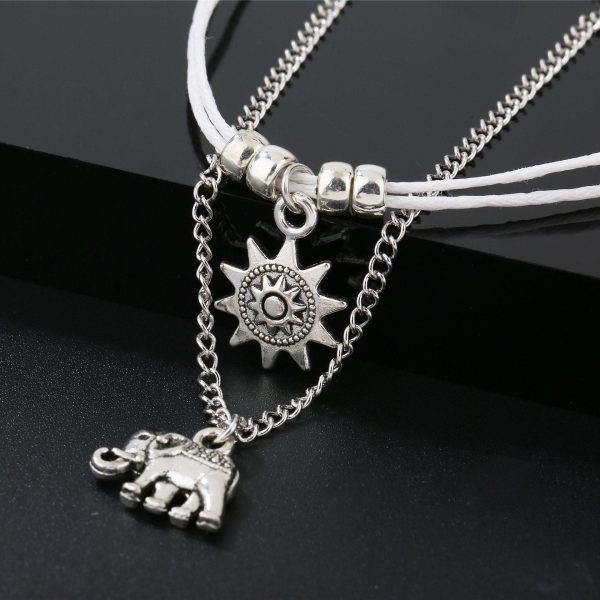 Silver-Plated Sun & Elephant Charm Anklet For Cheap