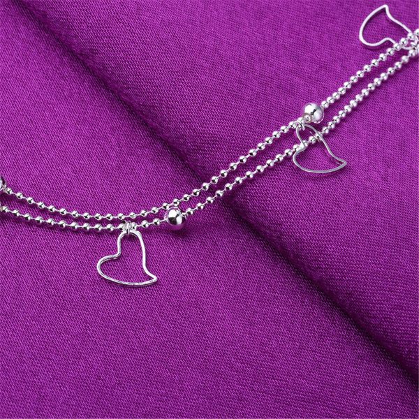 Silver-Plated Open Heart Layered Anklet Online now