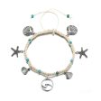 Turquoise & Silver-Plated Starfish Charm Anklet on Sale