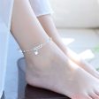 Silver-Plated Beaded Heart Charm Anklet Cheap