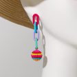 Teal & Fuchsia Rainbow Chain & Ball Drop Earrings Supply