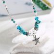 Turquoise & Acrylic Silver-Plated Beaded Starfish Charm Anklet For Discount