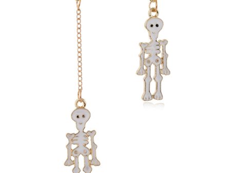 White Enamel & 18K Gold-Plated Skeleton Mismatching Drop Earrings Online Sale