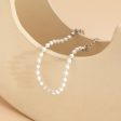 White Enamel & Silver-Plated Beaded Chain Adjustable Bracelet Fashion