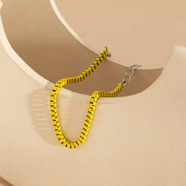 Yellow Enamel & Silver-Plated Box-Chain Bracelet Online Hot Sale