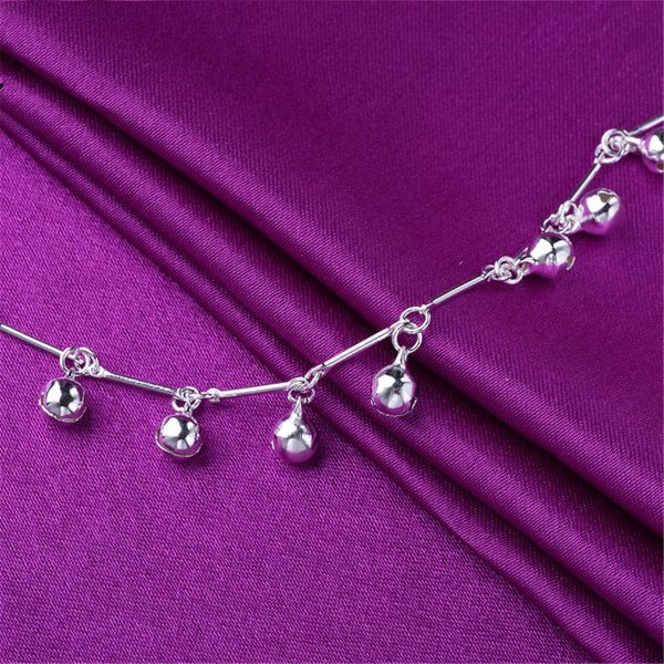 Silver-Plated Bell Charm Station Anklet For Discount