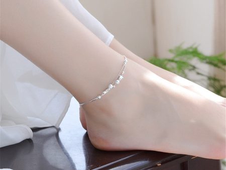 Silver-Plated Star & Bead Anklet Fashion