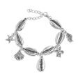 Silver-Plated Starfish & Shell Charm Anklet Cheap