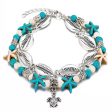 Turquoise & Silver-Plated Sea Lives Charm Anklet on Sale