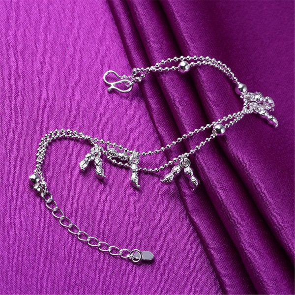 Silver-Plated Peanut Charm Anklet Hot on Sale