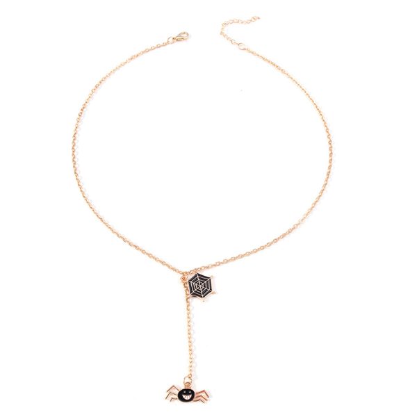 18K Gold-Plated & Black Enamel Spiderweb Pendant Necklace Discount