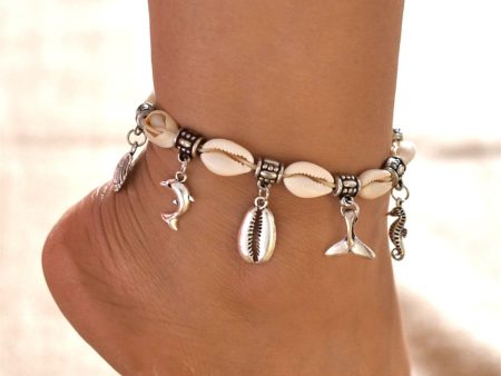 Shell & Silver-Plated Dolphin Hippocampus Charm Anklet Discount