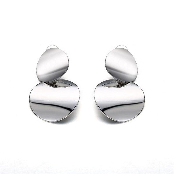 Silver-Plated Dual Circle Drop Earrings Online Sale