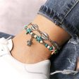 Turquoise & Silver-Plated Sea Lives Charm Anklet on Sale