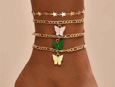 Shell & 18K Gold-Plated Butterfly Anklet Set Sale