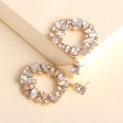 White Cubic Zirconia & 18K Gold-Plated Round Drop Earrings Cheap