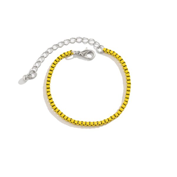 Yellow Enamel & Silver-Plated Box-Chain Bracelet Online Hot Sale