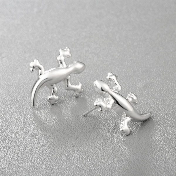 Silver-Plated Lizard Stud Earrings For Sale