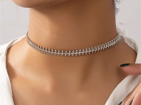 Silver-Plated Fishbone Choker Necklace Online Sale