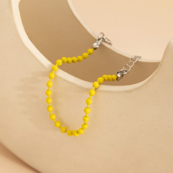 Yellow Enamel & Silver-Plated Beaded Chain Adjustable Bracelet Online now