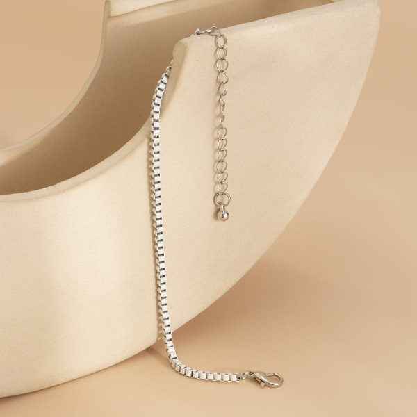 White Enamel & Silver-Plated Box Chain Adjustable Bracelet Supply