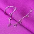 Silver-Plated Open Heart Station Anklet on Sale