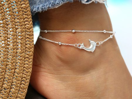 Silver-Plated Dolphin Layered Charm Anklet Supply