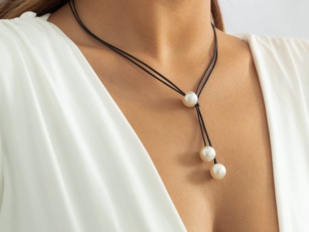 White Pearl Lariat Necklace Discount