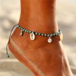 Turquoise & Silver-Plated Shell Adjustable Anklet For Discount