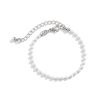 White Enamel & Silver-Plated Beaded Chain Adjustable Bracelet Fashion