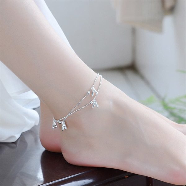 Silver-Plated Peanut Charm Anklet Hot on Sale