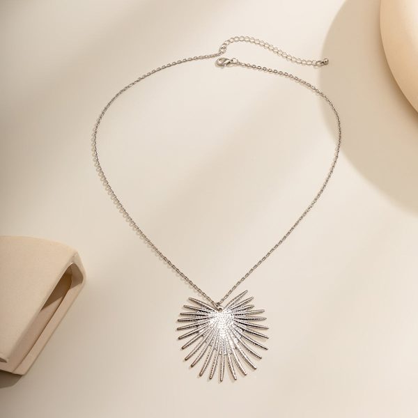 Silver-Plated Heart Burst Pendant Necklace Online Sale