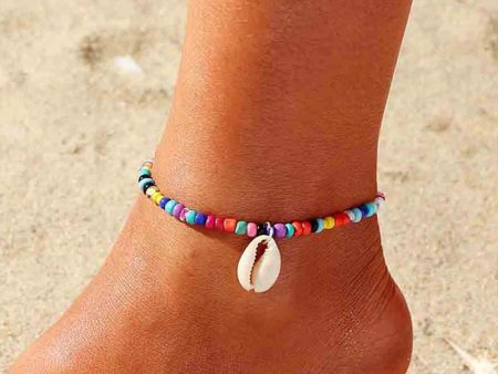 Teal Multicolor Howlite & Shell Charm Anklet For Cheap