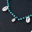 Turquoise & Silver-Plated Shell Adjustable Anklet For Discount