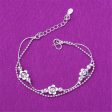 Silver-Plated Flower Station Layered Anklet Supply