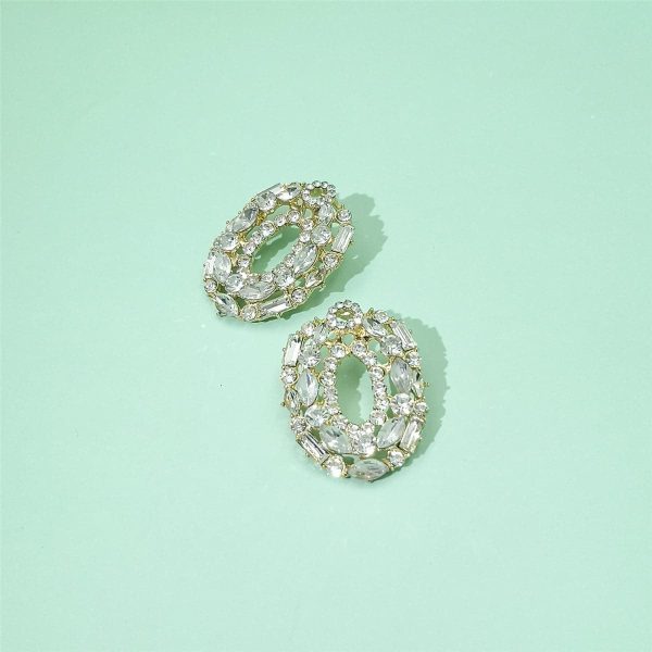 White Cubic Zirconia & 18K Gold-Plated Ova Stud Earrings For Sale