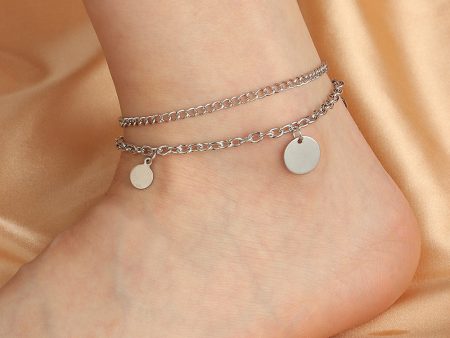 Silver-Plated Disc Layered Anklet Discount