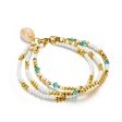 White & 18K Gold-Plated Seashell Beaded Layered Anklet Cheap