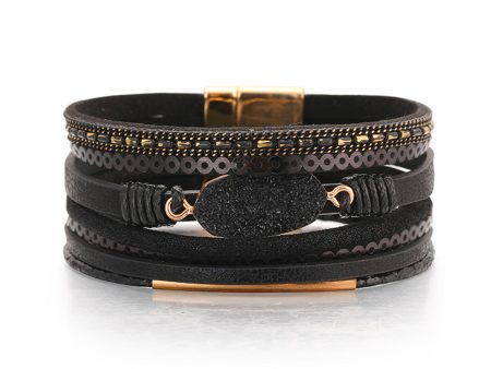 18K Gold-Plated & Black Polystyrene Layered Bracelet Supply