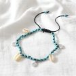 Turquoise & Silver-Plated Shell Adjustable Anklet For Discount