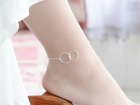 Silver-Plated Interlocked Circle Anklet Online now