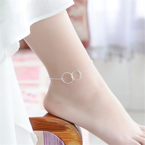 Silver-Plated Interlocked Circle Anklet Online now