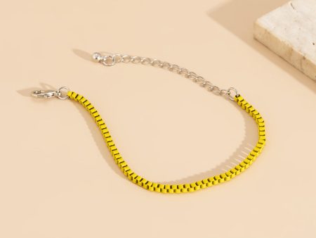 Yellow Enamel & Silver-Plated Box-Chain Bracelet Online Hot Sale