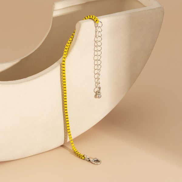 Yellow Enamel & Silver-Plated Box-Chain Bracelet Online Hot Sale