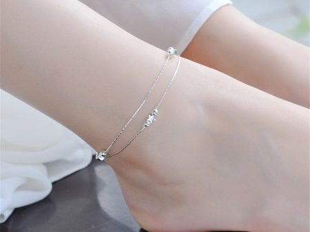 Silver-Plated Star Bead Layered Anklet Online now