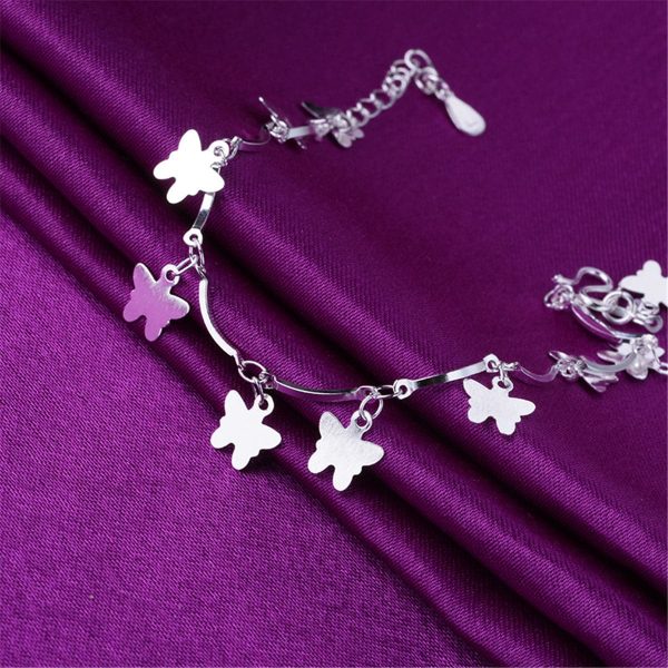 Silver-Plated Butterfly Charm Station Anklet Online Sale